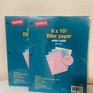 Staples Pastel Filler Paper 8 x 10-1/2 100 Sheets/Pack (2 pk)